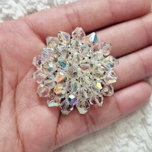 Vintage Aurora Borealis Beaded Cluster Brooch Pin